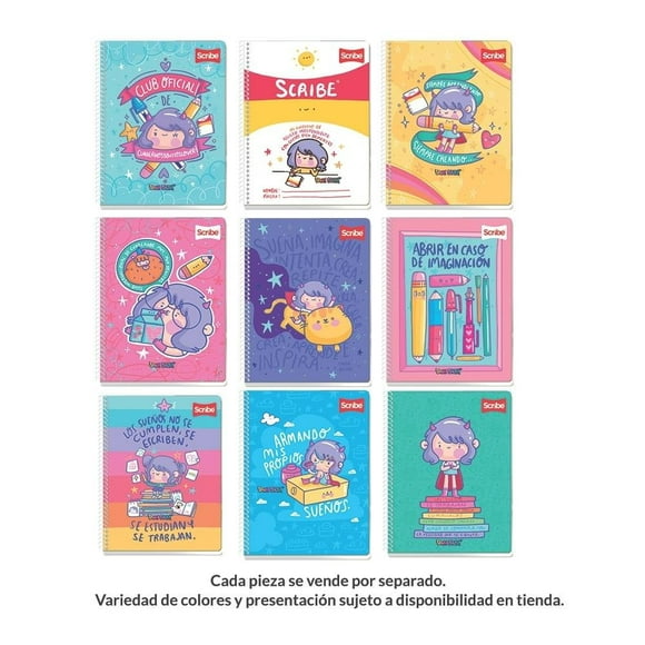 Cuaderno Scribe Super Girl Espiral 90 Hojas Cuadro Grande Varios Modelos 1 Pieza