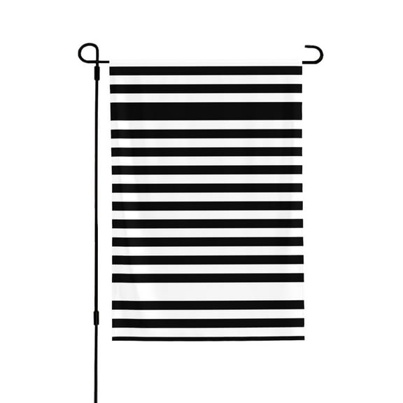 Black And White Stripe Garden Flag 28x40 Double Sided Large Stained House Yard Flag For Outside Porch Lawn Decor