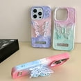 thumbnail image 5 of for iPhone Case,Cute Skin Touch Gradient 3D Butterfly Kickstand Shockproof Phone Case (Green,iPhone 13 Pro Max), 5 of 5
