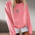 thumbnail image 3 of Gibobby Sudaderas para mujer oferta Sudadera suelta casual de manga larga con cuello redondo para mujer blusa grande de manga larga(Rosa,CH), 3 of 4