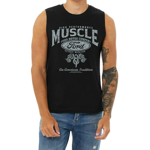 Mens Cut Off Shirts Sleeveless Muscle Tee Ford Muscle Cars Mustang T-shirt