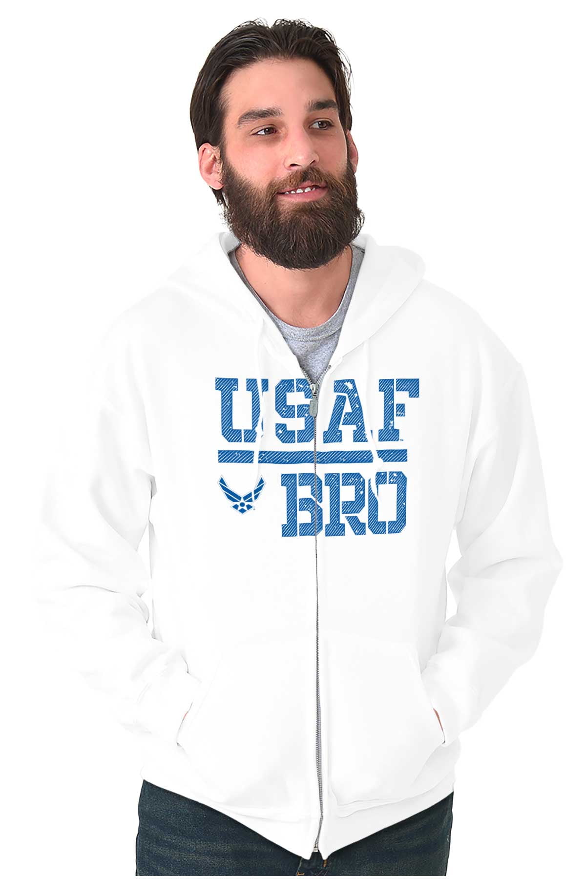 US Air Force USAF Bro Brother Zip Up Hoodie Men's Women's Brisco Brands
