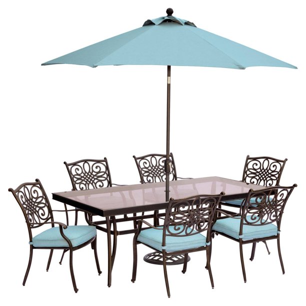 Hanover Traditions 7Piece Dining Set in Blue with Extra Large Glass