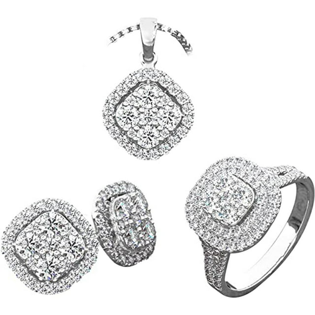 Pendientes Cadena Pieza Joyería Clavícula Colgante Tres 3pc Set Collar Set Juegos de Joyas