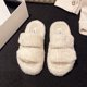 thumbnail image 3 of Zapatillas planas para mujer, pantuflas cálidas antideslizantes, pantuflas de felpa de invierno, piel sintética, Otoño Invierno, 3 of 9