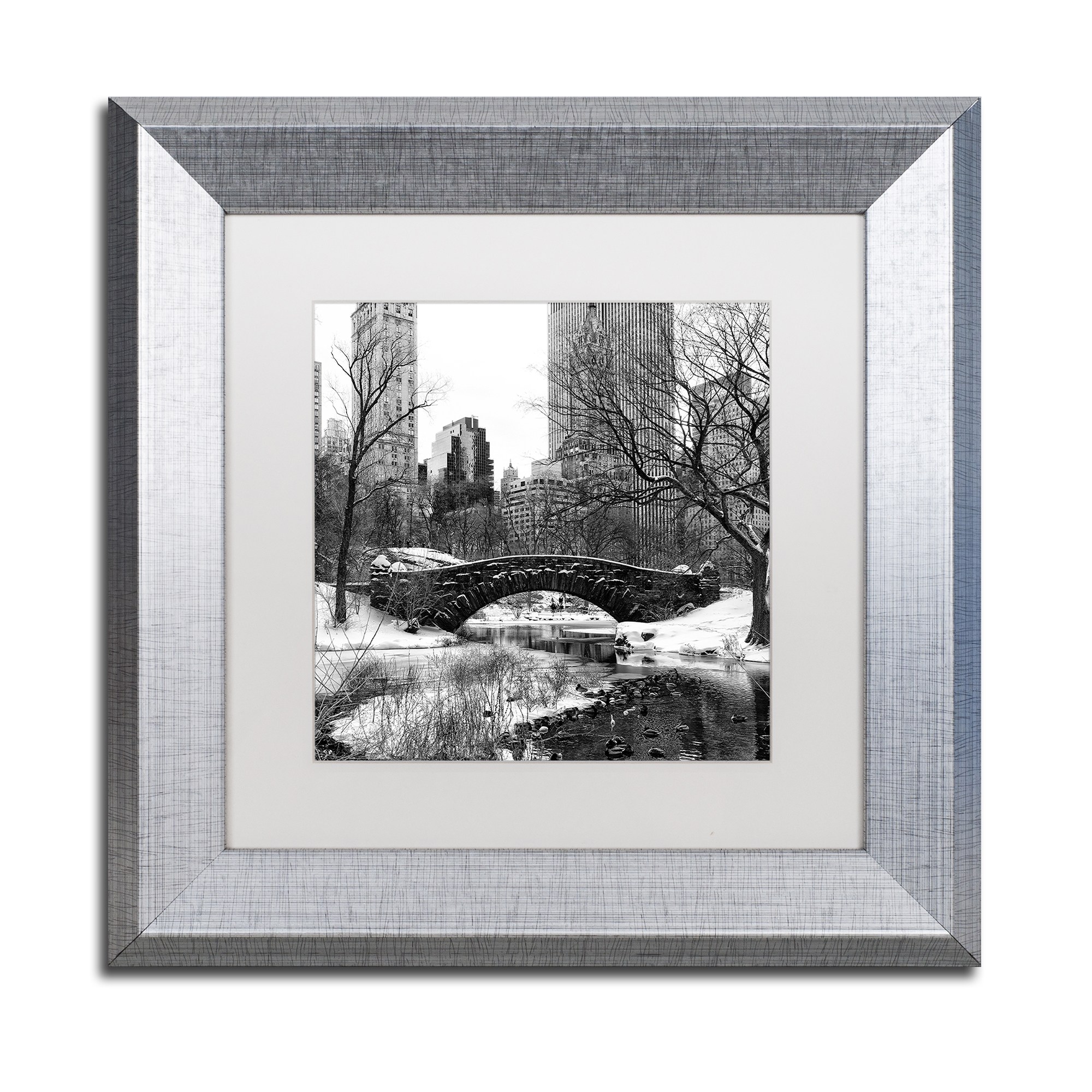 Trademark Fine Art "Gapstow Bridge Central Park" Canvas Art by Philippe Hugonnard, White Matte, Silver Frame