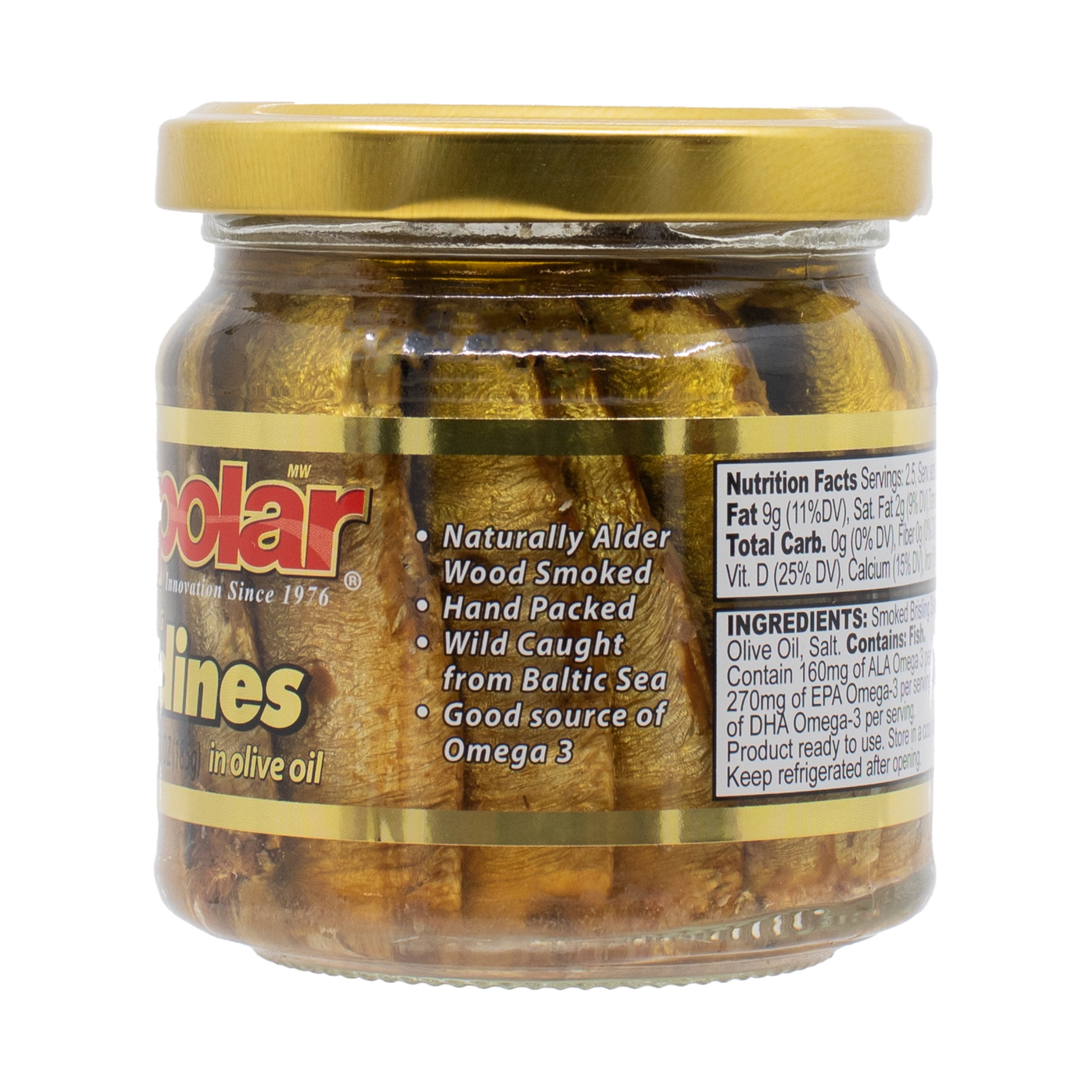 Smoked Brisling Sardines in Olive Oil in Jar, 6.5oz (Pack of 6)