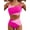 Rose Red, variant on Womens Bikini Set 2 Piece High Waisted Color Block Swimsuit Spaghetti Straps Bathing Suits Summer Beach Outfits