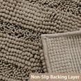 thumbnail image 3 of Non-Slip Soft Chenille Bath Mat High Water Absorbent for Bath Room/Kitchen Machine-Washable, Perfect for Doormats,Tub,Size 47" X 17",Striped Pattern,Taupe, 3 of 4