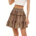 thumbnail image 4 of NFTOEIULA Women Floral Print Elastic Waist Ruffle Hem Layering A-Line Mini Skirt, 4 of 5