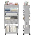 thumbnail image 3 of 5 Tier Rolling Utility Cart Multi-Functional Movable Storage Book Shelves with Lockable Casters for Study Office Kitchen Classroom, Grey, 3 of 16