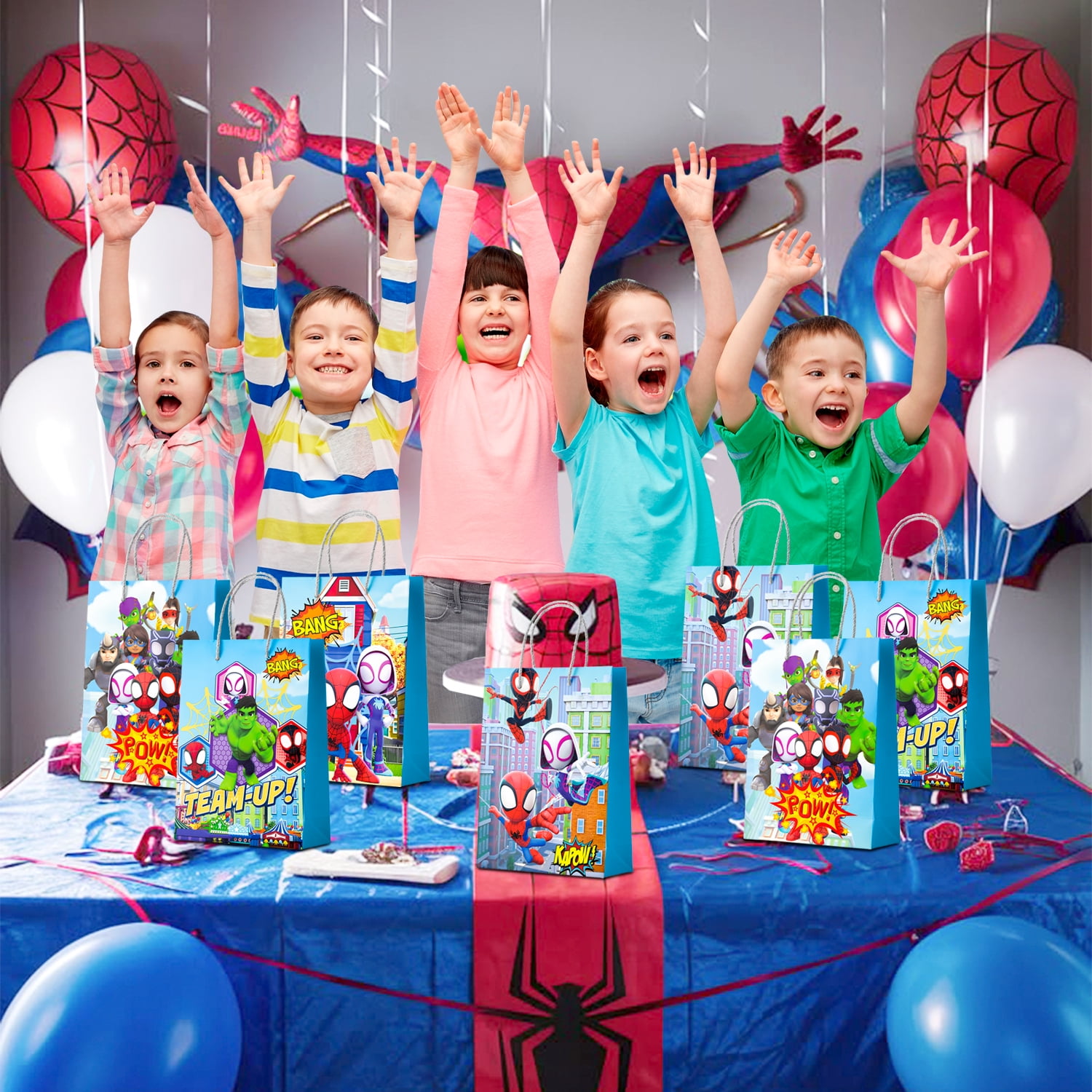Spiderman and Friends Party Favor Bags - 16pcs Spiderman Themed Gift Bags, Celebrations Perfect for Kids, Goodie Bags