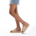 thumbnail image 3 of Bocca women Knit Platform Sandals Tan Open Toe 1.8 inch Slide Sandals 6M, 3 of 7