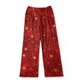 thumbnail image 4 of WTOBBY Women's Festive Christmas Print Pajama Bottoms, Soft and Comfortable Fleece-Lined Sleep Pants with Snowflake and Tree Designs, Casual Home Wear for Winter,Red S, 4 of 5