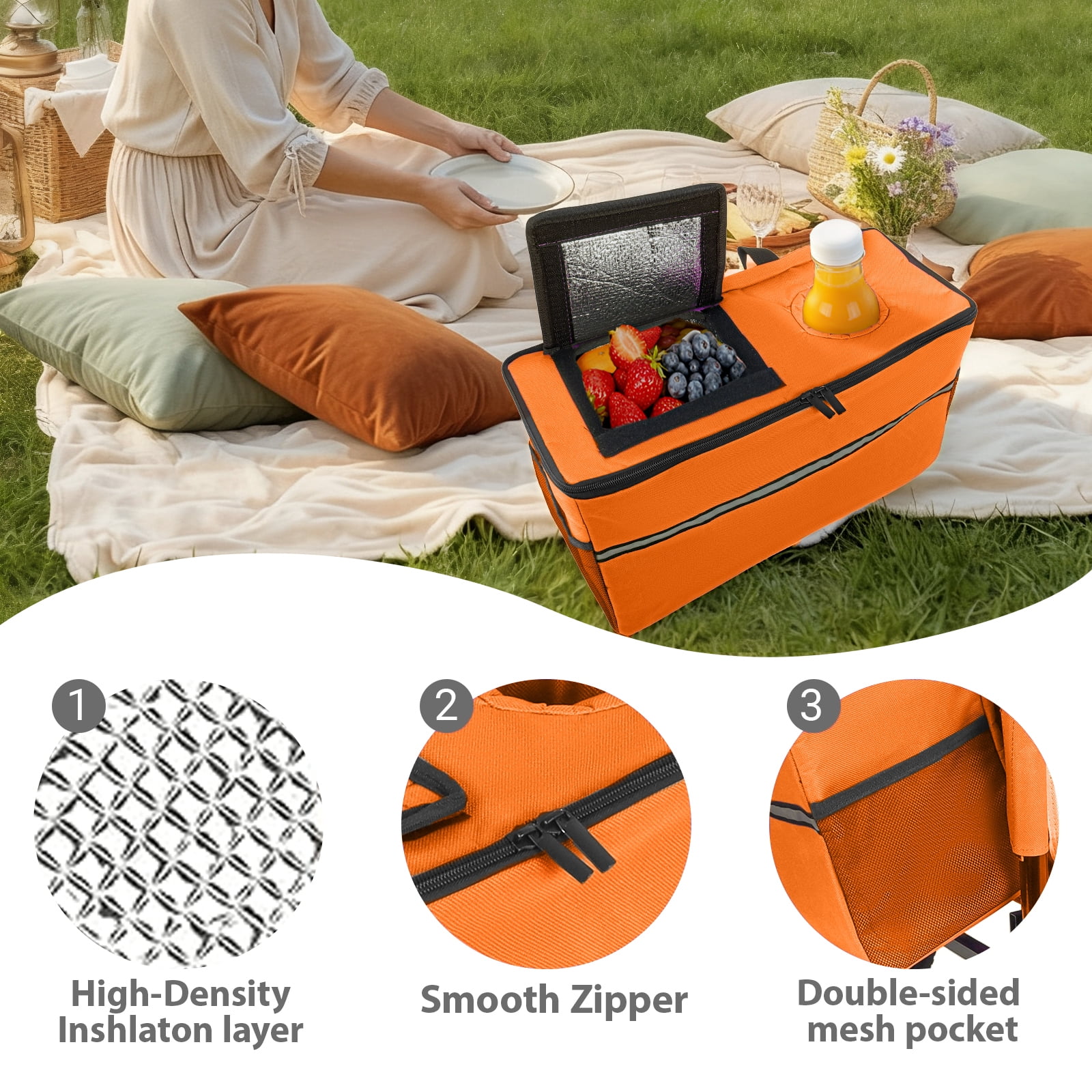 3-in-1 Folding Wagon with Bench Seat, Patent Protected, 500lbs Capacity, 9"×4" Beach Tires, Includes 1 Ice Pack