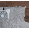 thumbnail image 5 of D.N.G. BEDDINGS 100% Egyptian Cotton 3 Piece Circle Ruffle Comforter Set with 1 Freebie Ruffle Pillow | 550 GSM Filled Microfiber - Twin/TwinXL Size, Silver Color - 800 Thread Count, 5 of 5