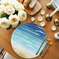 thumbnail image 2 of Blue Beige Ombre Round 13 Inch Placemats Set of 4, Coastal Nautical Summer Beach Wave HeatResistant Non Slip Place Mats for Dining Table, Wipeable Braided Kitchen Table Mats for Housewarming, 2 of 9