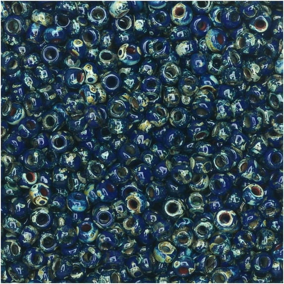 Miyuki Round Seed Beads, 11/0 Size, 8.5 Gram Tube, #4518 Opaque Cobalt Picasso