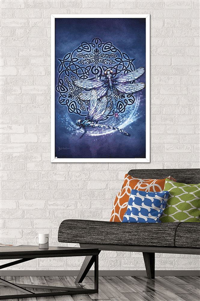 Brigid Ashwood - Celtic Dragonfly Wall Poster, 22.375" x 34", Framed
