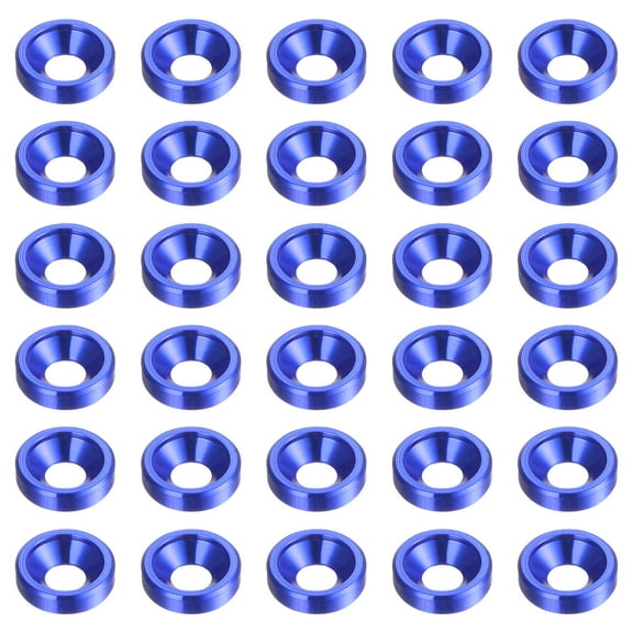 30packs Countersunk Washer M3 Anodized Aluminum Alloy Finishing Washers, Blue