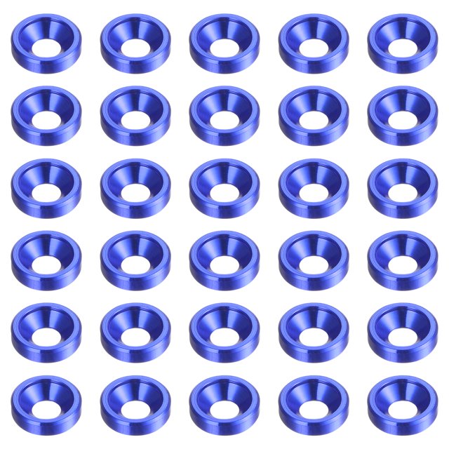 Unique Bargains Lot de 30 Rondelles à Encastrer M3 en Alliage d'Aluminium Anodisé pour Finition, Bleu