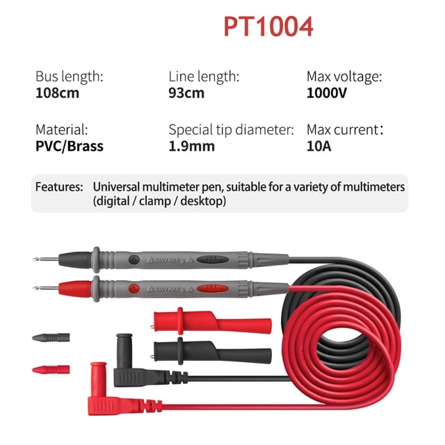 1000-V 10A 20A Thin Tip Needle Digital Multimeter Multi Meter Lead Probe Wire Pen Cable Multimeter ,Precise Durable
