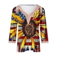 thumbnail image 3 of Feancey Womens 3/4 Sleeve Tops Casual 4th of July Sunflower Print Shirts Trendy Lace V Neck Baggy Blouses 2025 Summer Casual Patriotic Shirt Sales Today,Black,S, 3 of 5