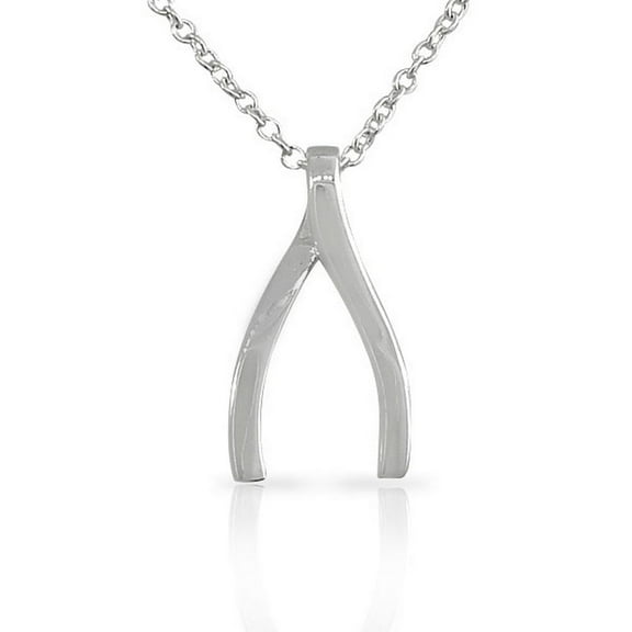 925 Sterling Silver Classic Polished Wishbone Womens Pendant Necklace