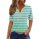 thumbnail image 2 of Fiudx Liquidación de Ofertas Flash Camiseta Casual de Moda para Mujer Blusas Estampadas a Rayas Degradadas Top con Botones y Cuello En V, 2 of 5