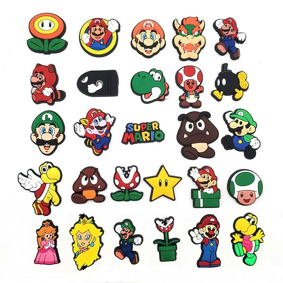 27Pcs Mario Cartoon Shoe Decoration Charms, Cute Charms Accessories for Shoes