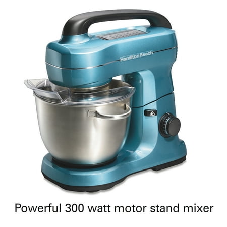 Hamilton Beach 7 Speed Stand Mixer - Blue - 63393: 300W Metal, 4 Qt Capacity, Dishwasher-Safe Parts, 14.5" Height