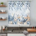 thumbnail image 4 of Blue Eucalyptus Coastal Sheer Curtains 54 Inches Long, Beach Starfish Shell Nautical Ombre Light Filering Curtains, Breathable Simi Curtain Privacy Drapes for Kitchen Bathroom Small Window Treatment, 4 of 9