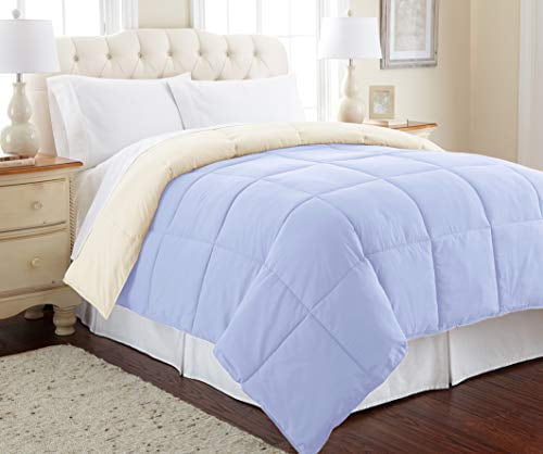 Modern Threads Reversible Blue & Cream Down Alternative Bed Comforter ...