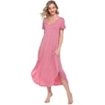 thumbnail image 4 of Camisones para mujer, camisones de manga corta, ropa de dormir suave, vestido de noche liso, 4 of 6