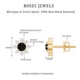 thumbnail image 4 of Rosec Jewels 1/2 CT Round Shape Black Diamond Floral Stud Earrings with Diamond for Women, 10K Yellow Gold, 4 of 7