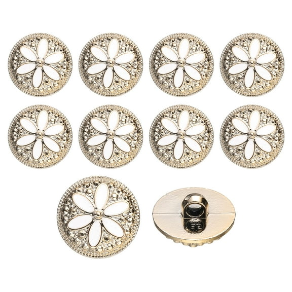 10Pack 25mm Round Resin Vintage Clothes Sewing Button Metal Coat Flower Buttons Craft Accessories for Garment Coat Decoration Crafts DIY Project, White