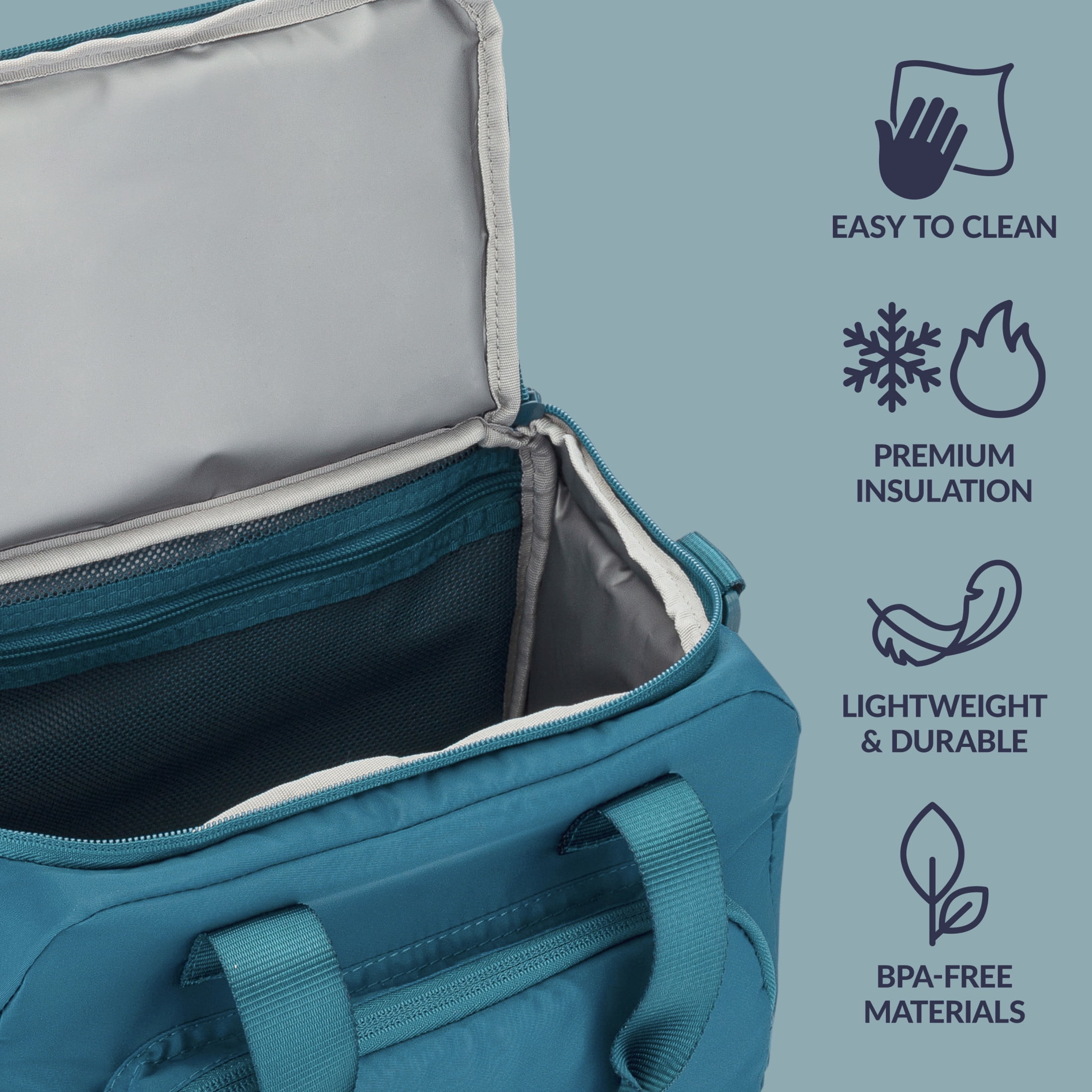 Bentgo Insulated Lunch Bag – Extra-Large Capacity Adult Lunch Bag with Shoulder Strap and External Storage Compartment, Durable, Lightweight, Ideal for Work, School, & Meals On the Go (Deep Teal)