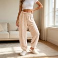 thumbnail image 4 of Diufon Fleece Sleep Pants for Women Elastic Waist Fall Winter Thickened Warm Pajama Pants Plush Cozy Homewear Bottoms, 4 of 8