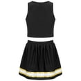 thumbnail image 2 of renvena Youth Girls Cheerleading PerformanceDancewear Cheer Sequins Printed Crop Top with Mini Skirt Cheer leader Uniform Black 10, 2 of 7