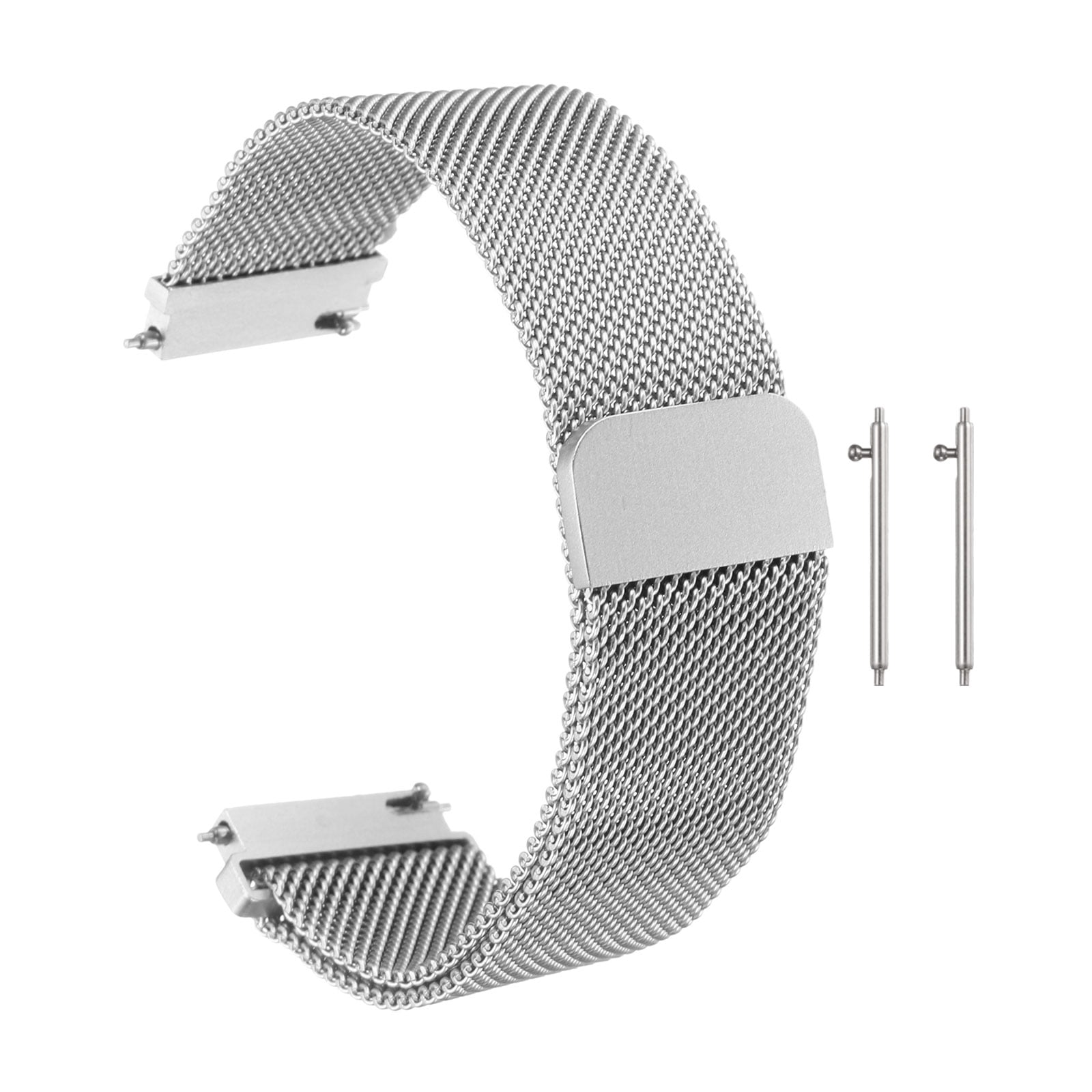 Uxcell Stainless Steel Mesh Watch Band 20mm Quick Release Metal Replacement Watch Strap with Magnetic Buckle for Men Women, Silver Tone