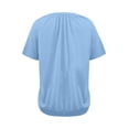 thumbnail image 2 of Fnooota Women's V Neck T-shirts, Pleated Front Short Sleeve Casual Fitted Hem Summer Tops Light Blue Size 2XL, 2 of 4