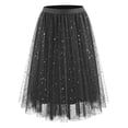 thumbnail image 4 of GEWSEY Tulle Skirts for Women Elastic Waist Dancing Skirt Mesh Tulle Above Knee Skirts (Black, XL), 4 of 5