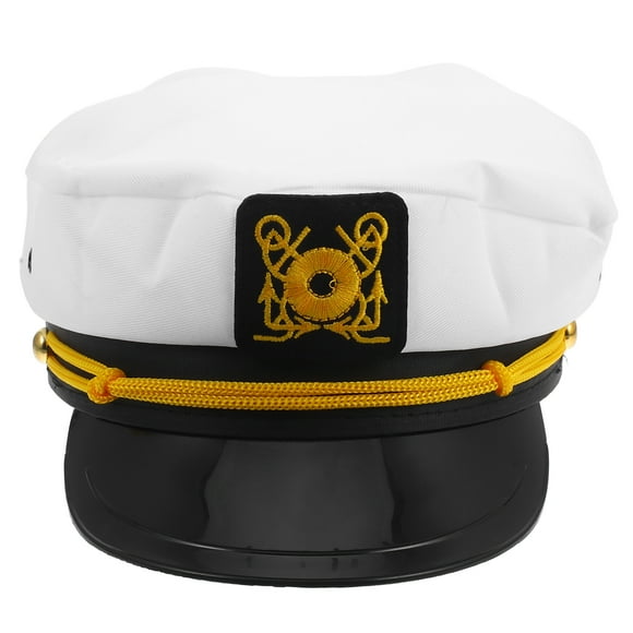 KAKOWELY Gorra azul marino ajustable blanca para hombre y mujer, ideal para fiestas en yates, disfraces de marinero, aventuras al aire libre, gorra de capitán de yate azul marino y blanca.