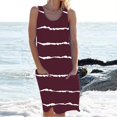thumbnail image 1 of Nouvelle Robe Rayée pour Femmes Col Rond Sans Manches Robe Moulante Imprimée Robe Décontractée Style Tribal Élégant Robe Imprimée avec Poches, 1 of 7