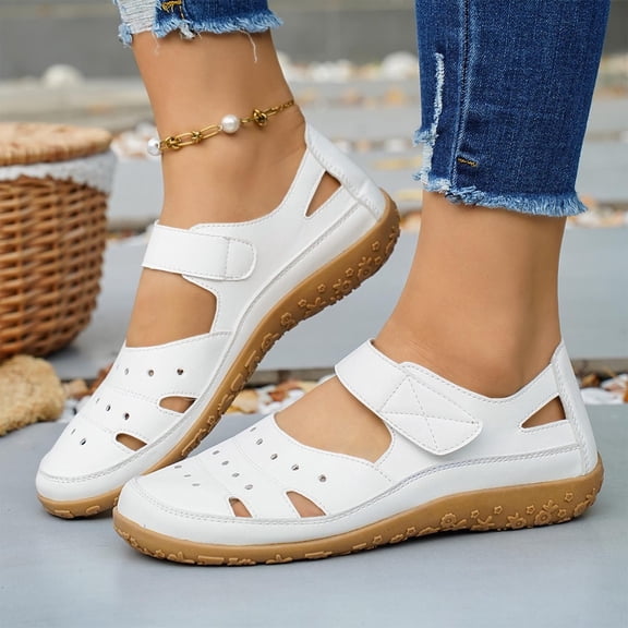 Purcolt Women 's Classic Faux PU Leather Sandal Casual Closed Toe N On Slip Fisherman Sandals Comfy Work Walking Flats Shoes