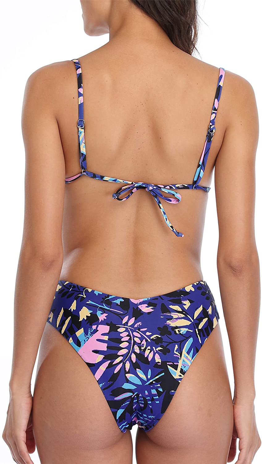Women's Bikini Set Leaf Print Bandeau Thong Swimsuit - image 5 of 6