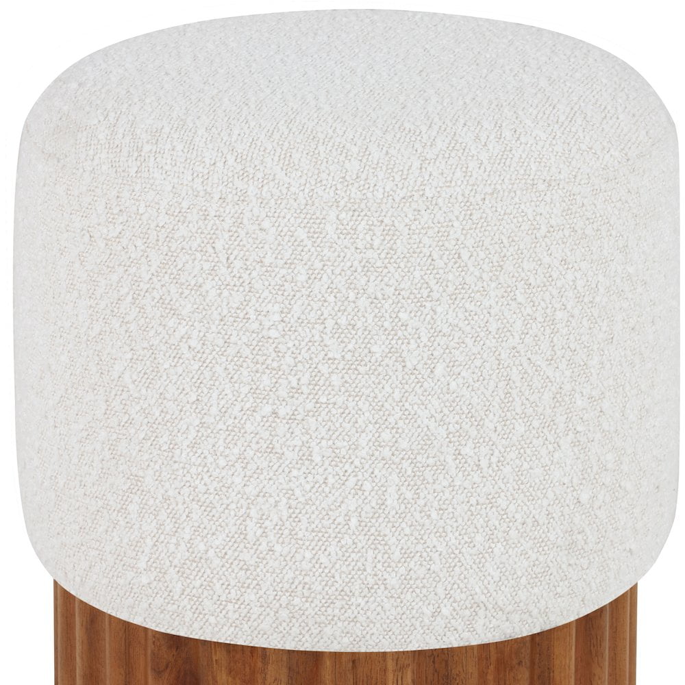Meridian Furniture Veranda Boucle Fabric Ottoman/Stool in Cream/Brown