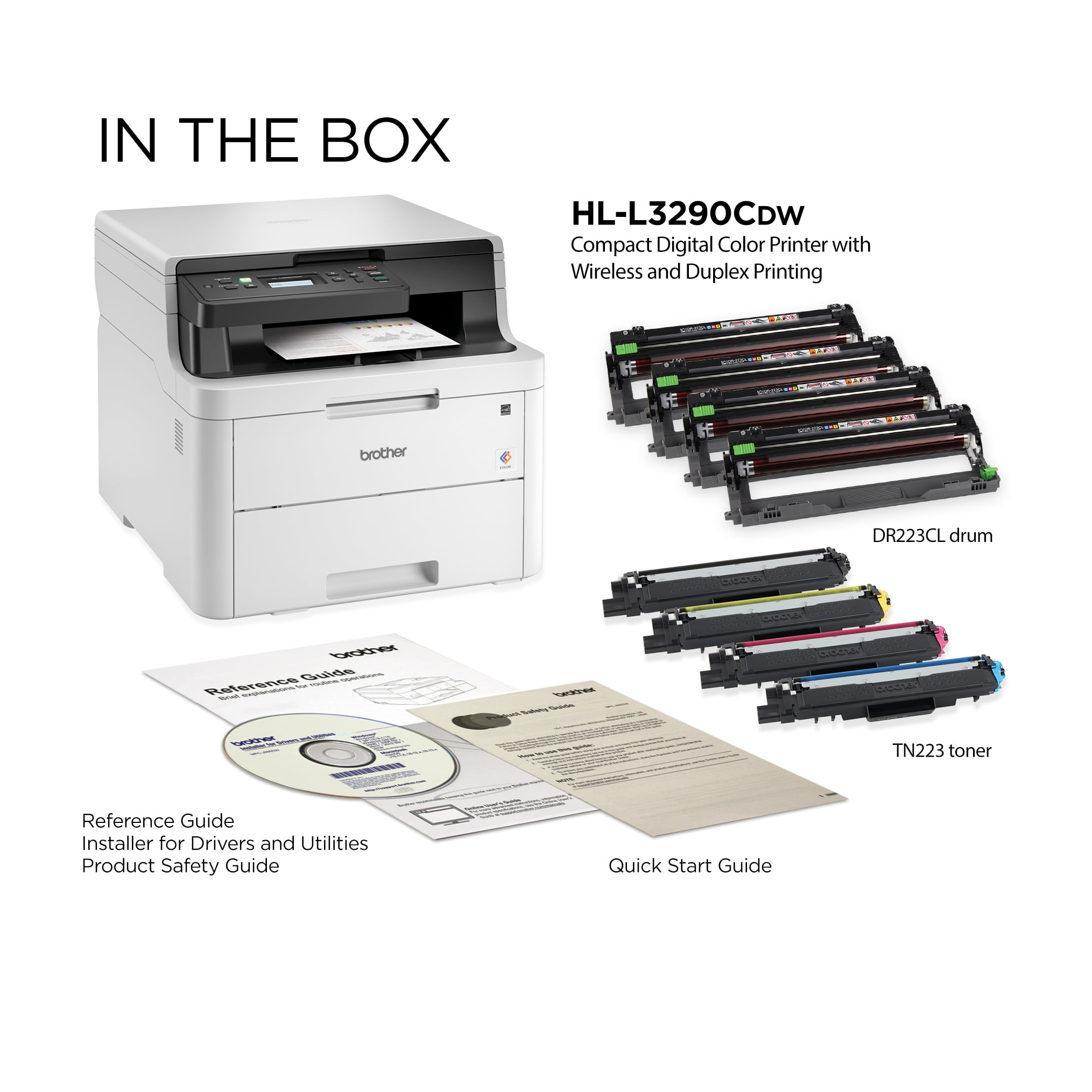 Brother HL-L3290CDW Compact Digital Color Printer Providing Laser Printer  Quality Results with Convenient Flatbed Copy & Scan, Wireless Printing and  