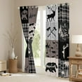 thumbnail image 3 of Rustic Bear Curtains & Drapes, Hunting Deer Elk Curtains Western Woodland Bear Blackout Curtains Lodge Cabin Decor, Checkered Buffalo Grid Claw Window Treatments 42"Wx90"L 2 Panels, Brown Grey, 3 of 5