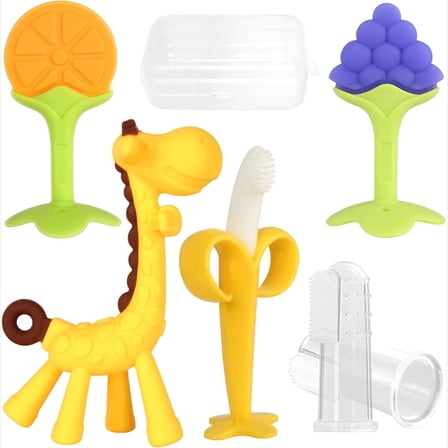 Baby Teething Toys for Newborn, BPA-Free Infants and Toddler Silicone Banana Silicone Teethers-4Pack